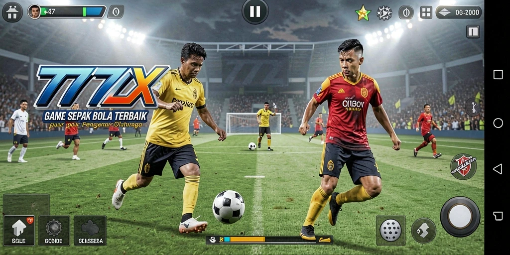Screenshot gameplay <strong>777ZX</strong> menampilkan pertandingan sepak bola yang mendebarkan.