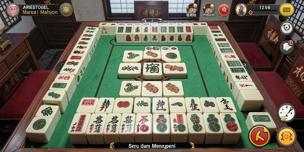 Tampilan gameplay yang menantang dari ARIESTOGEL dengan desain ubin Mahjong.