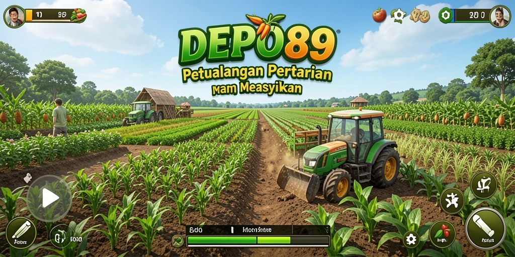 Tampilan gameplay DEPO89 yang menarik dengan aktivitas bertani.