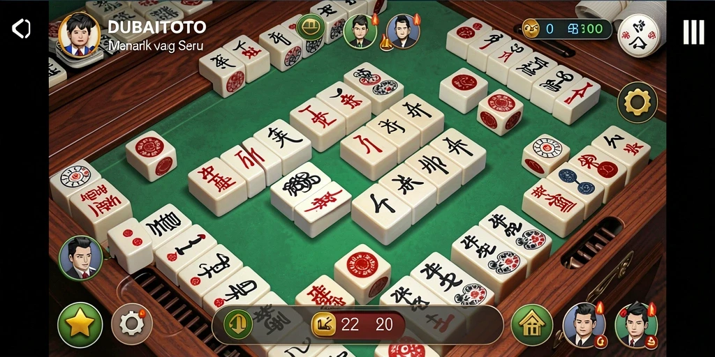 Tampilan gameplay DUBAITOTO dengan ubin Mahjong yang menarik.