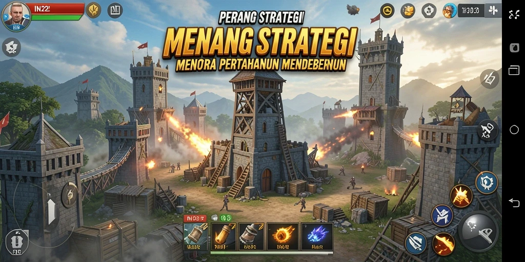Tampilan gameplay IN22 yang mendebarkan dalam Tower Defense.