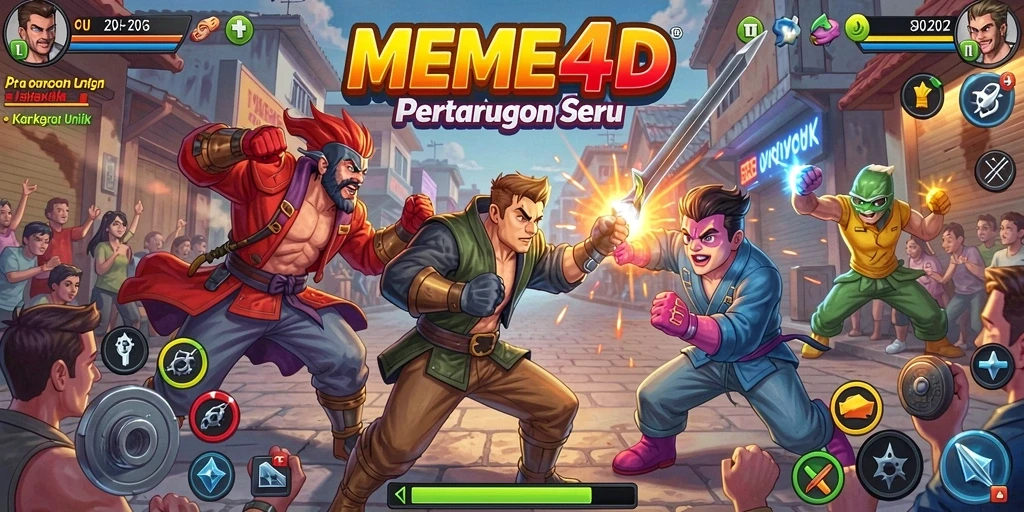 Gameplay <strong>MEME4D</strong> dengan aksi pertarungan yang menarik dan dinamis.