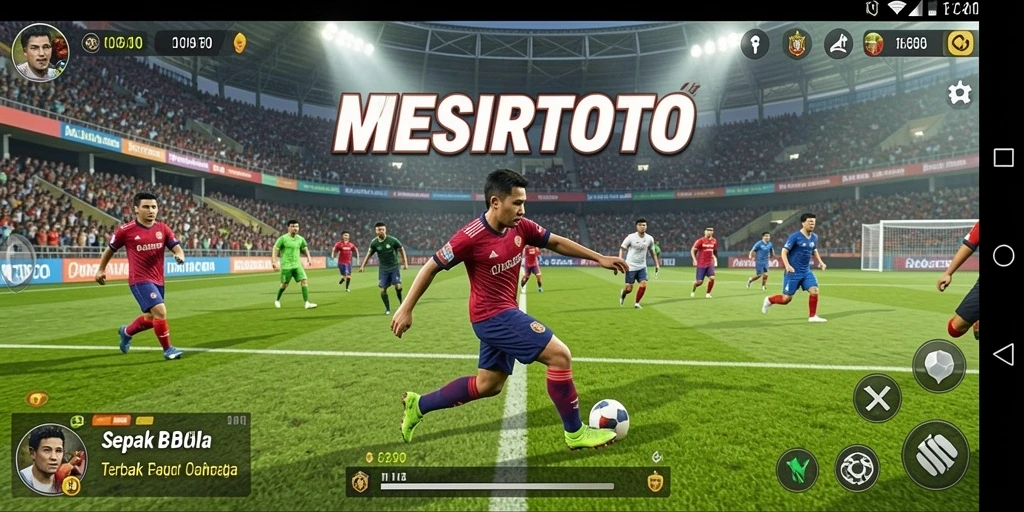 Tampilan gameplay menarik dari MESIRTOTO dengan aksi sepak bola nyata.