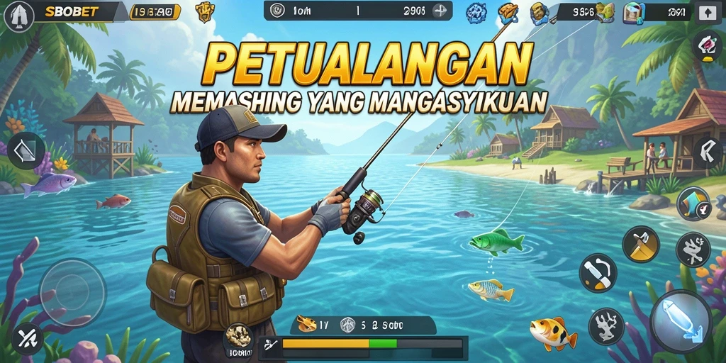 Screenshot gameplay SBOBET menampilkan aksi memancing yang seru dan realistis.